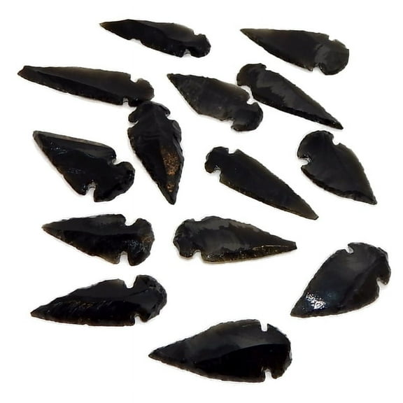 5 pcs Black Obsidian Arrowhead, Natural Crystal and Healing Stone Flint Rock Arrowhead 1 inch.