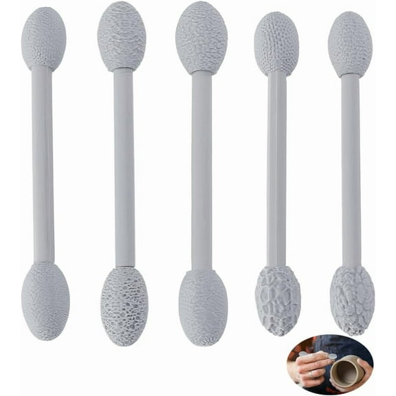 5 pcs Clay Texture Tool Set 5 Double-Headed Modeling Pattern Rollers Texture Sticks Sculpting Detail Tools