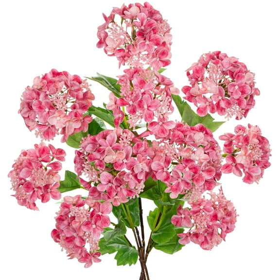5 pcs Hydrangea Artificial Flowers 19"Real Touch 2 Flower Heads Faux Hydrangeas Realistic Silk Hydrangea Wedding Centerpieces for Tabletop Decor Indoor Outdoor Home Decor Pink