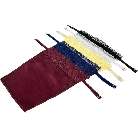5 pcs Lady Lace Clip-on Mock Camisole Bra Insert Overlay Modesty Panel Vest,Lady Lace Anti Peep Invisible Bra Vest for Women,Modesty Panels for Low Cut Tops,Mock Camisole Insert