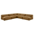 thumbnail image 1 of 5 pcs Modular Sofa, Brown, Faux Leather, Living Room Lounge Cafe Lobby Hospitality Restaurant, Modern Contemporary, HB37678, 1 of 6