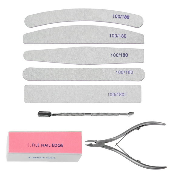 5 pcs Nail Sanding File, Manicure File sets Nail Include Nail Pusher, Cuticle Nipper, Sponge