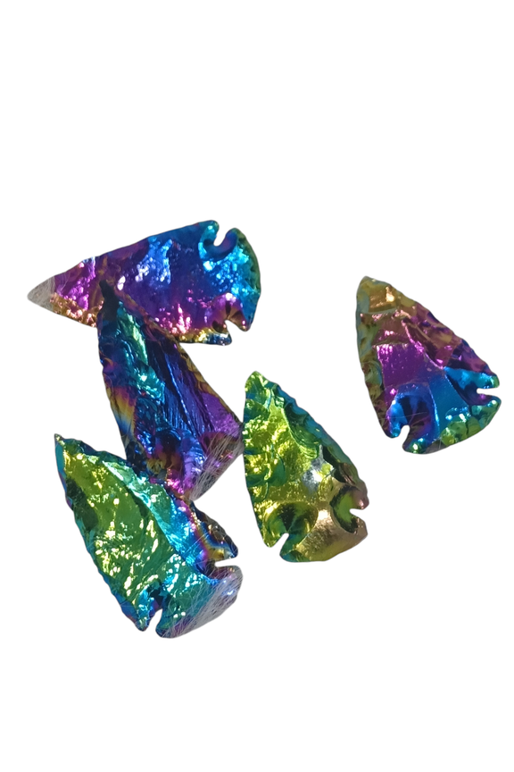 5 pcs Natural Titanium Aura Quartz Crystal Point and Healing Stone Point 2 inch