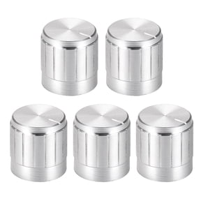 5 pcs Potentiometer Knob Knurled Shaft Siver Tone Aluminum 6mm Shaft Dia. Rotary Knob 17mmx17mm Volume Control Knob