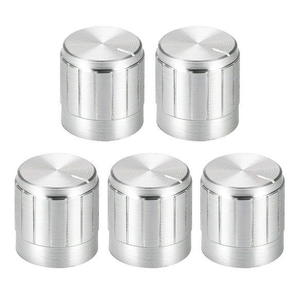 5 pcs Potentiometer Knob Knurled Shaft Siver Tone Aluminum 6mm Shaft Dia. Rotary Knob 17mmx17mm Volume Control Knob