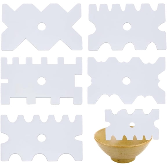 5 pcs Pottery Throwing Ribs 3.9x2.3inch White Clay Acrylic Edge Templates Acrylic Sculpting Shapper Templates for Ceramics for Carving Clays Molds Texture Ribs Pottery Tools Supplies DIY Making