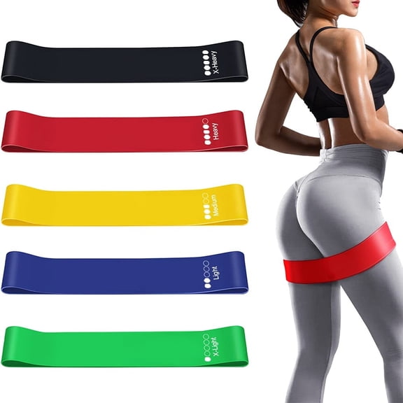5 pcs Resistance Exercise Bands - Resistance Bands Exercise Bands for Home Fitness/Stretching/Strength Training/Elastic Workout Bands for Women Men Kids - 5 colors