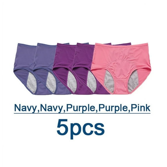 5 pcs/Set Leak Proof Menstrual Panties Women Period Underwear Sexy Pants Physiological Underwear Plus Size Waterproof Briefs & Gift