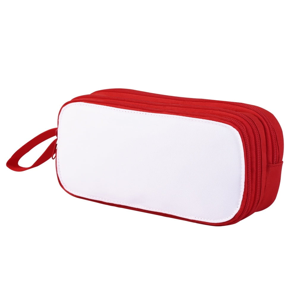 5 pcs Sublimation Blank Polyester Pencil Cases Hand-held Pencil Cases Suitable for Students To Use For Heat Transfer Print(red)