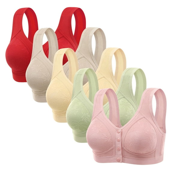 5 pcs T-shirt Bras for Women Full Coverage Padded Bra Wireless Bras Seamless Non-wired Bras Full Coverage Support Bra Plus Size Free Everyday Bras Comfy Daily Essentials Sports Bras