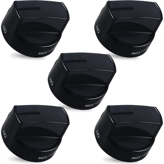 5 pcs W10339442 Cooker Stove Control Knobs, Ultra Durable Black Gas Range Knob - Exact Fit for Whirlpool Range/Stove/Oven - Replaces AP6019877, WPW10339442, WPW10339442VP