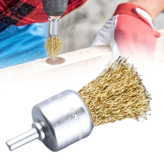 5 pcs Wire Brush for Drill Dia Abrasive Wire Wheel 1/4" Round Shank Carbon Steel Cup Brush Coarse Crimped Drill Attachment for Cleaning Rust Paint Abrasive