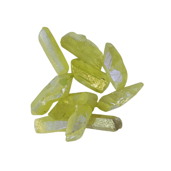 5 pcs Yellow Aura Quartz Natural Crystal Point and Healing Stone Flint Rock Point 2 inch