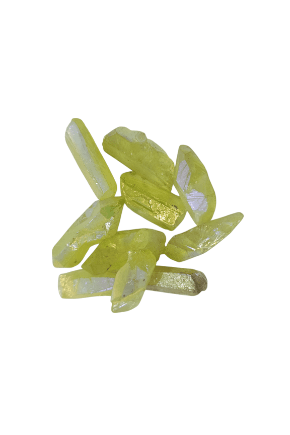 5 pcs Yellow Aura Quartz Natural Crystal Point and Healing Stone Flint Rock Point 2 inch