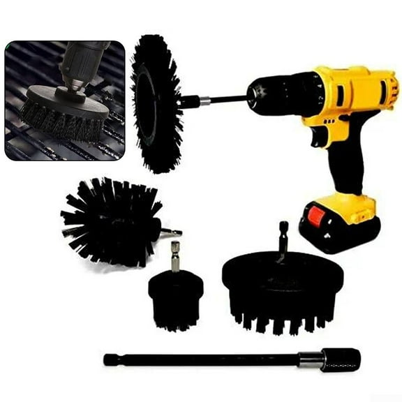 5 peice BBQ grill brush wire free and safe to use with a drill cordless or cord