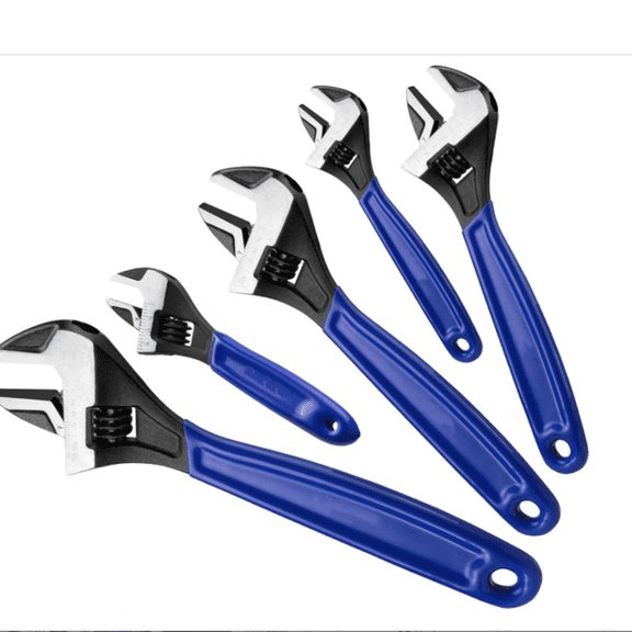 5-piece Adjustable Wrench Set, 4-Inch & 6-Inch & 8-Inch & 10-Inch & 12-Inch Wrenches, Wide Jaw Black Oxide Wrench, Metric & SAE Scales, Cr-V Steel, for Home, Garage, Workshop