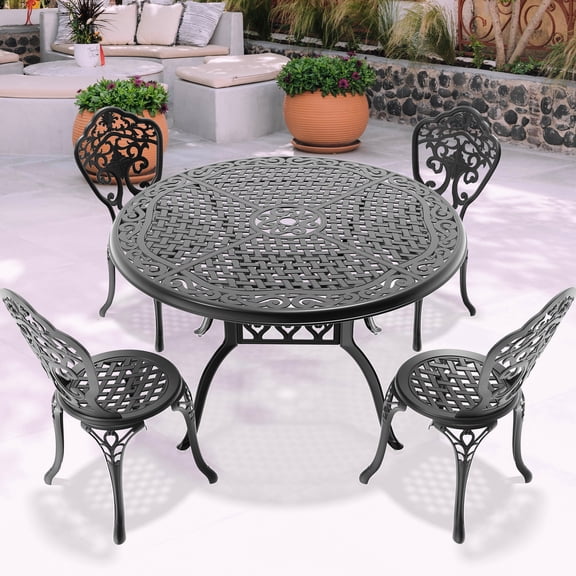 5-piece Aluminum Set, Round Table / Spacious Outdoor Dining Surface