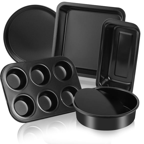 5-piece Black Nonstick Bakeware Set for Toaster Ovens, RVs and Small Spaces