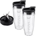 thumbnail image 1 of 5-piece Blender Replacement Parts 24oz Ninja Blender Cups with To-Go Lids, 7 Fins Extractor Blade Compatible with Nutri Ninja Auto iQ Blenders BL2012 BN801 BL480 BL682 BL642, 1 of 6