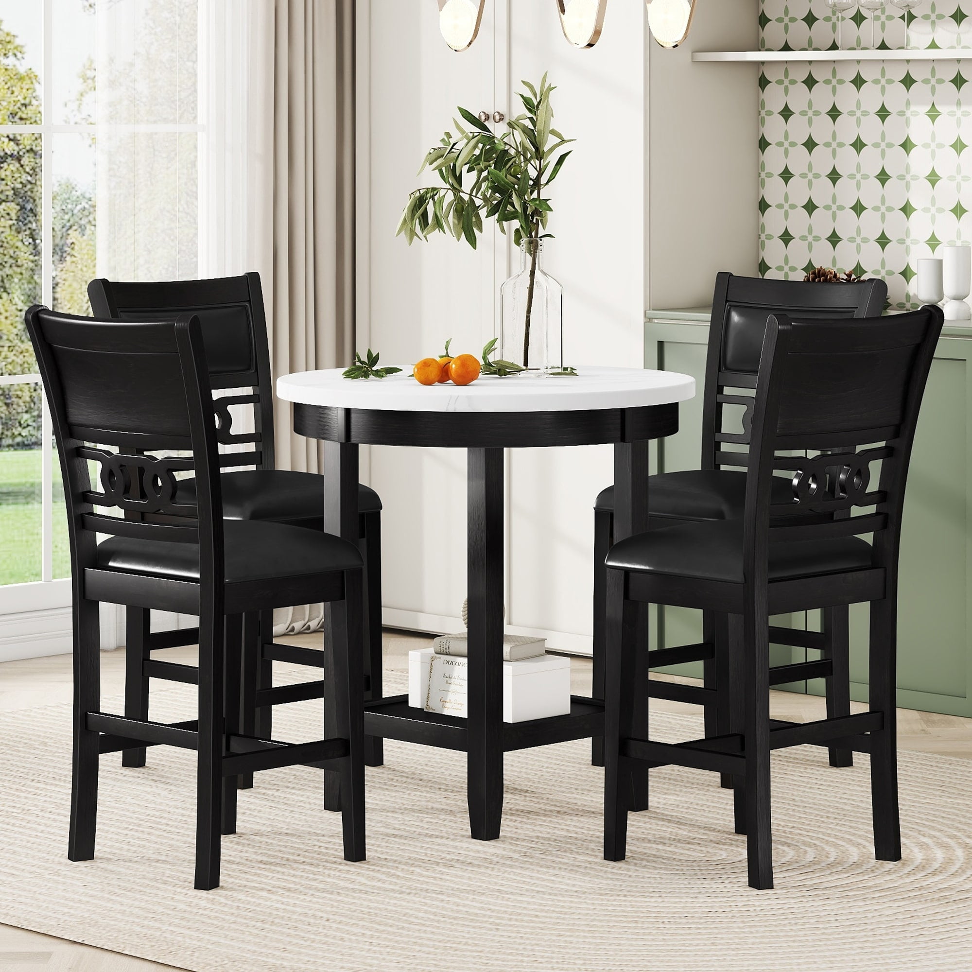 5-piece Counter Height Dining Round Table Set Espresso - Walmart.com