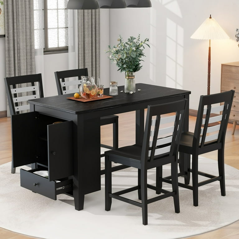 Black counter height table with storage sale