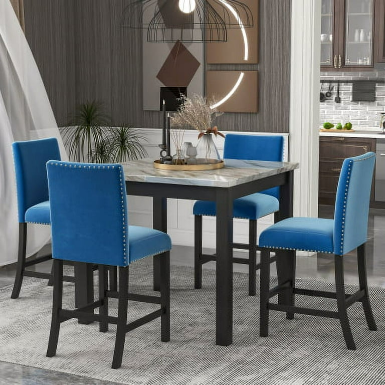 Counter height marble online dining table set