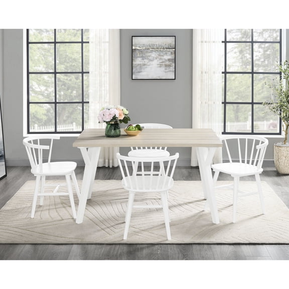 5-piece Dining Set - Seats 4, Bright White - Minimalist, Contemporary - Regular Dining - Bring Light