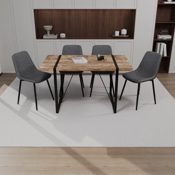 5 - piece Rectangular MDF Dining Set with Metal Base / Enjoy Comfortable Dining with Family