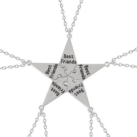 5-piece Set Of Men And Women Stitching Choker Best Friend Alloy Pendant Letter Necklace Bff Friendship Between Five People