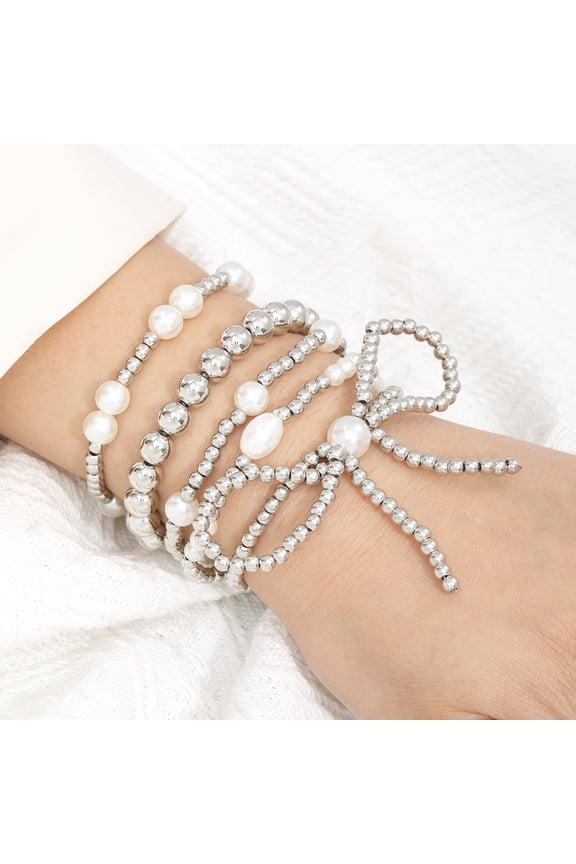 5-piece Set Stylish Graceful Simple Stretch Bracelet For Women