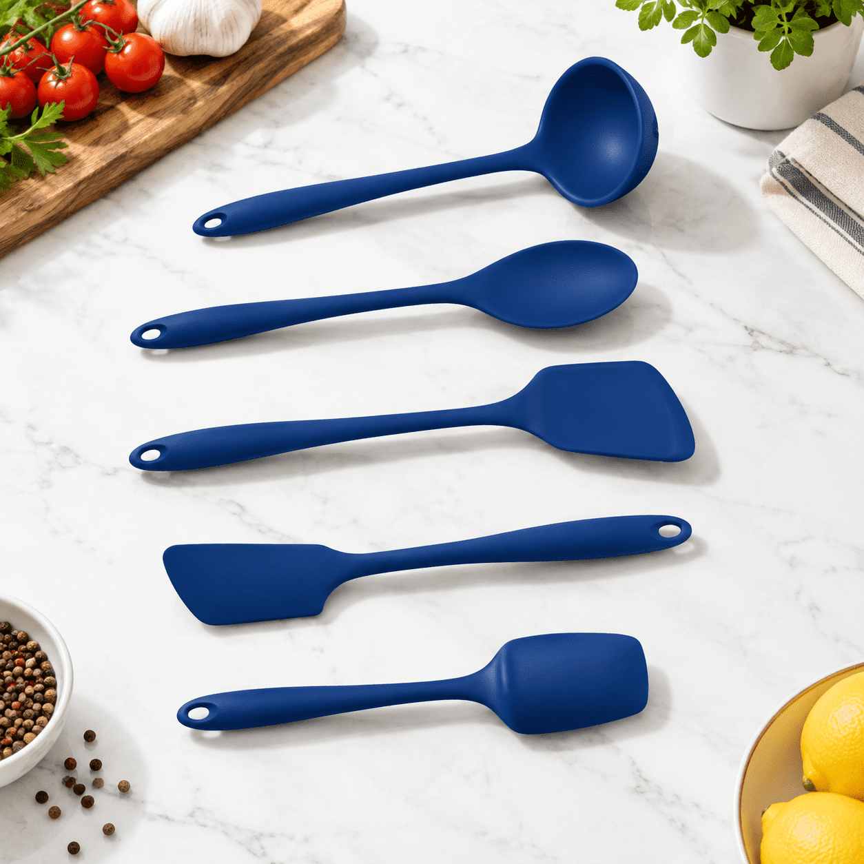 : 5-piece Silicone Ultimate Kitchen Utensils Set - Navy - Walmart.com