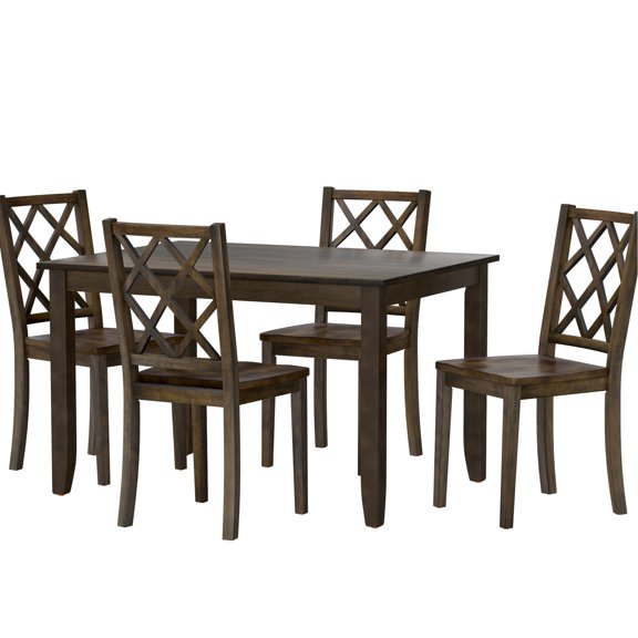 Easy-Care Brown Dining Table Set | Fast Setup for Home Gatherings