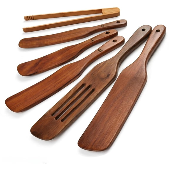 5-piece Wooden Spurtle Set, Wood Kitchen Cooking Mixing Stirring Non-stick Safe Utensils