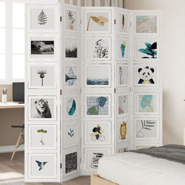 5piece room divider white solid wood Paulownia