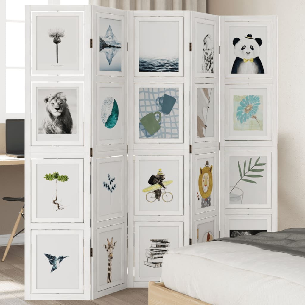 5piece room divider white solid wood Paulownia