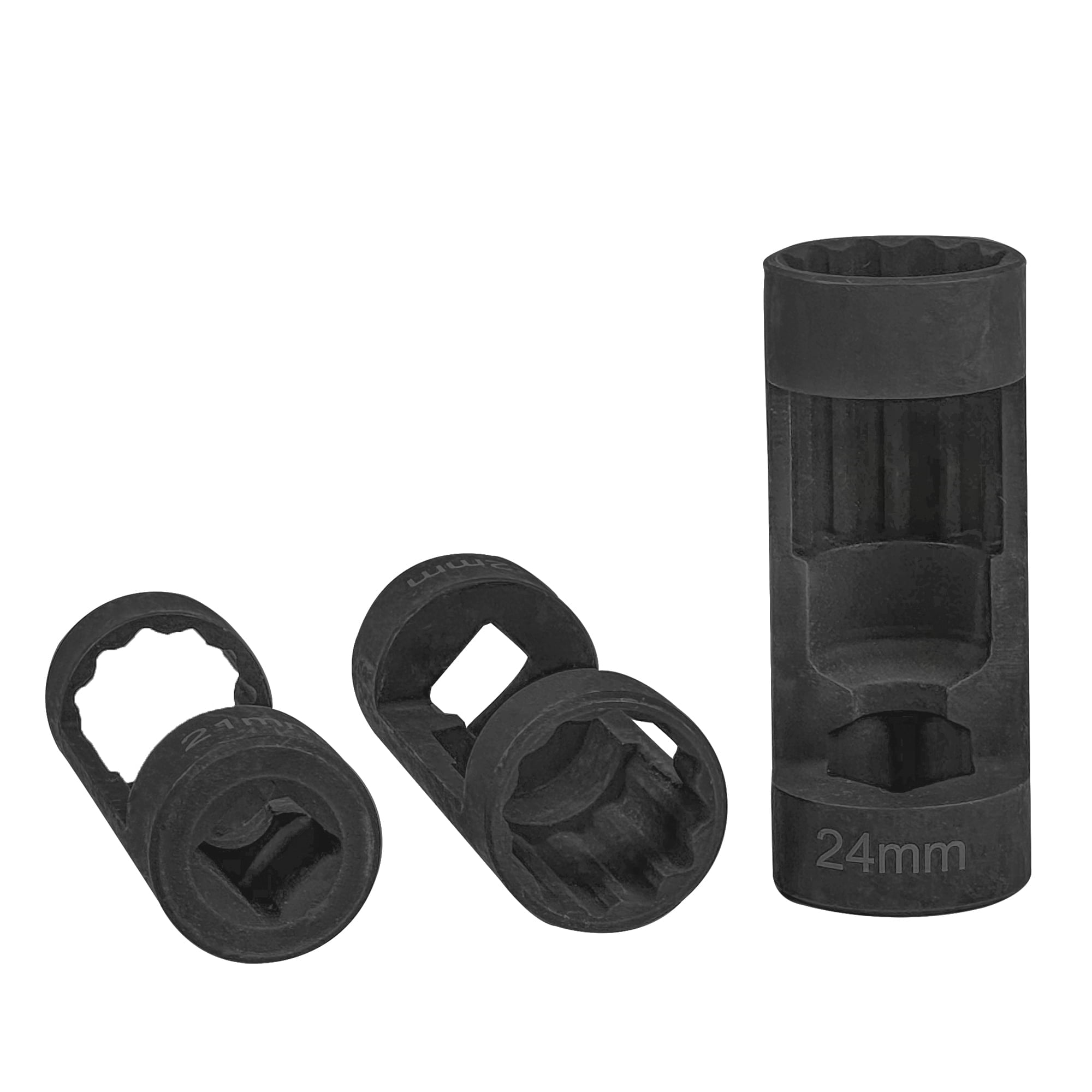 5-piece set: 18mm, 19mm, 21mm, 22mm, 24mm bracket nut sockets, 12-point, 1/2-inch drive. Suspension bracket nut socket tools, suitable for hexagon wrenches (5-piece set)