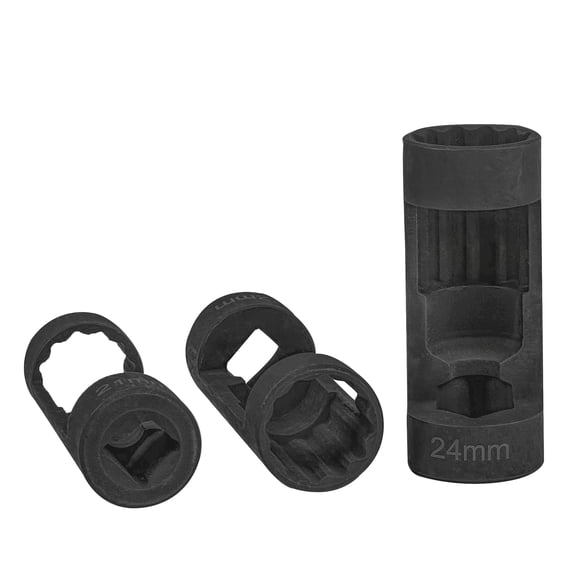 5-piece set: 18mm, 19mm, 21mm, 22mm, 24mm bracket nut sockets, 12-point, 1/2-inch drive. Suspension bracket nut socket tools, suitable for hexagon wrenches (5-piece set)