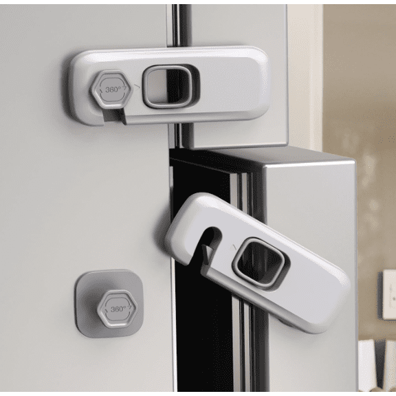 5-piece set of children's anti-theft refrigerator lock, children's refrigerator lock with adhesive pad, children's door lock, RV refrigerator, oven lock, child safety baby cabinet lock - gray update
