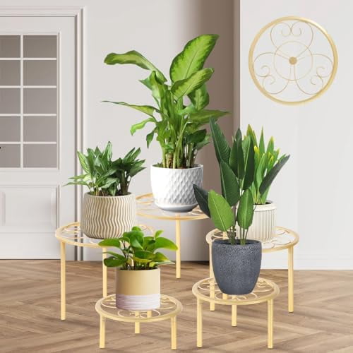 5-piece set of metal plant potted flower racks, heavy-duty flower pot ...