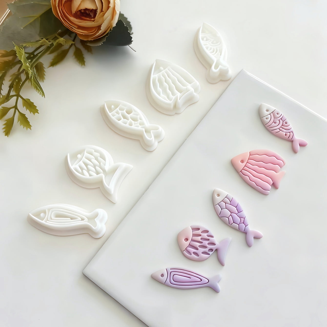 5-piece soft clay fish earring mold DIY jewelry hand-making tool set