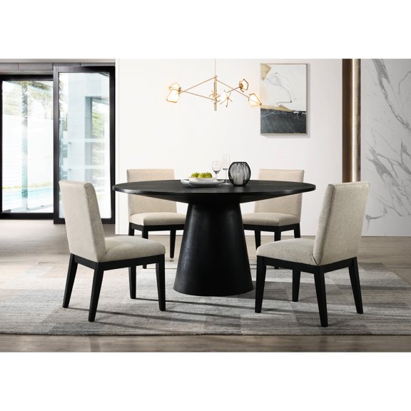 5 - piece, solid wood + MDF material - Contemporary dining set for group meals - Relax with the natural wood grain