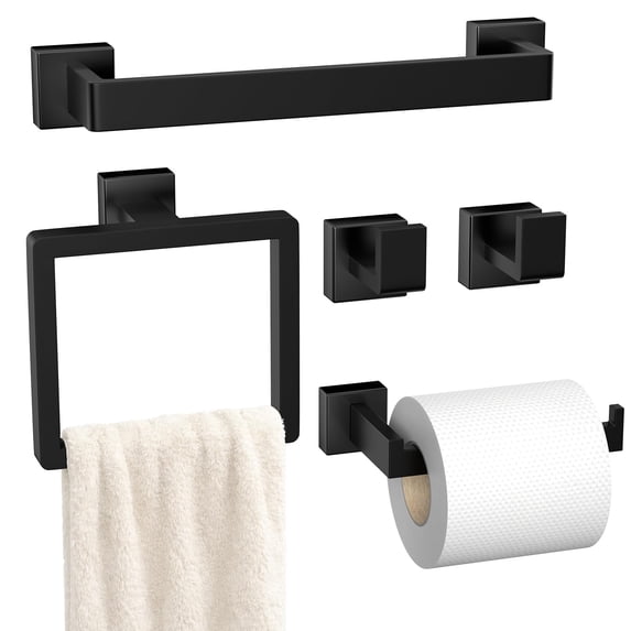 5-pieces Matte Black Bathroom Hardware Accessories Set Sus304 Stainless ...