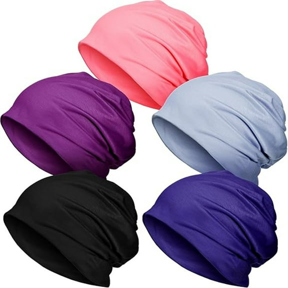 5 pieces Women's Slouchy Beanie Chemo Hat Stretch Cancer Head Wraps Sleep Head Scarf for Cancer Patient
