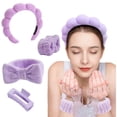 thumbnail image 1 of 5 pieces/set Sponge Spa Face Wash Headband Soft and Warm Coral Velvet Hair Hoop Hair Strap Wristband Skincare Makeup Removal Shower Female, 1 of 7
