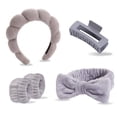 thumbnail image 1 of 5 pieces/set Sponge Spa Face Wash Headband Soft and Warm Coral Velvet Hair Hoop Hair Strap Wristband Skincare Makeup Removal Shower Female, 1 of 7