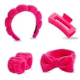 thumbnail image 1 of 5 pieces/set Sponge Spa Face Wash Headband Soft and Warm Coral Velvet Hair Hoop Hair Strap Wristband Skincare Makeup Removal Shower Female, 1 of 7