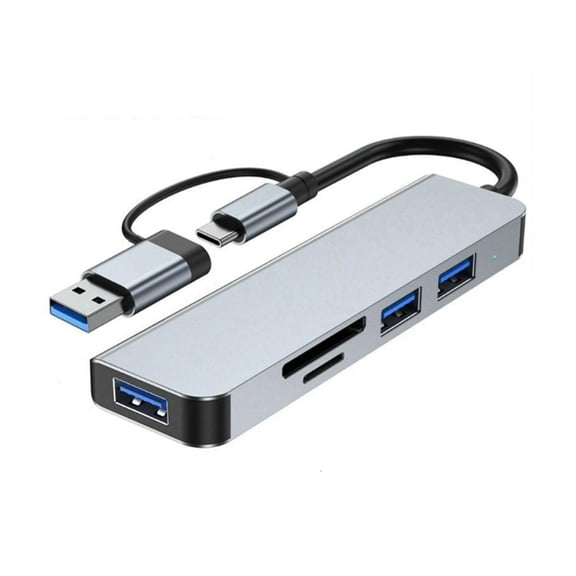 5 port TF Card Slot Adapters Portable Aluminum USB C Hub for Printer Laptop