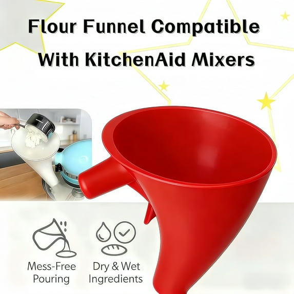 5-quart mixer flour funnel, snap-on installation, no tools required, kitchen baking sieve, 1 pack