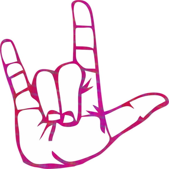 5in x 5in Pink And Purple ASL I Love You Sign Language Bumper Sticker Decal Car Window Stickers Decals