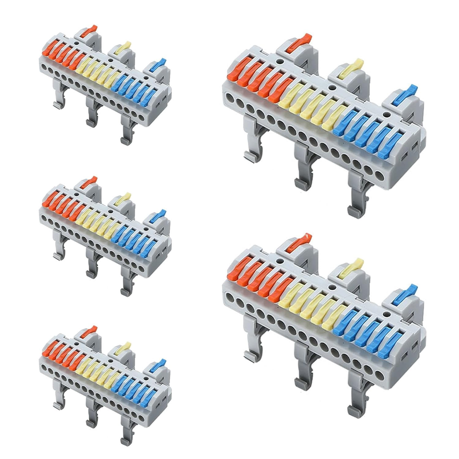 5 rail terminal blocks, 28-12 quick connect lever connectors (3 in 15 out)
